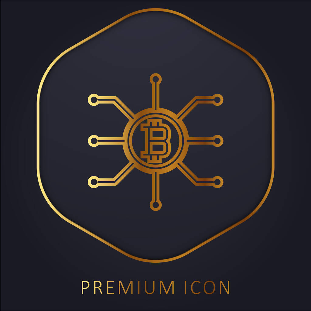 Bitcoin golden line premium logo or icon