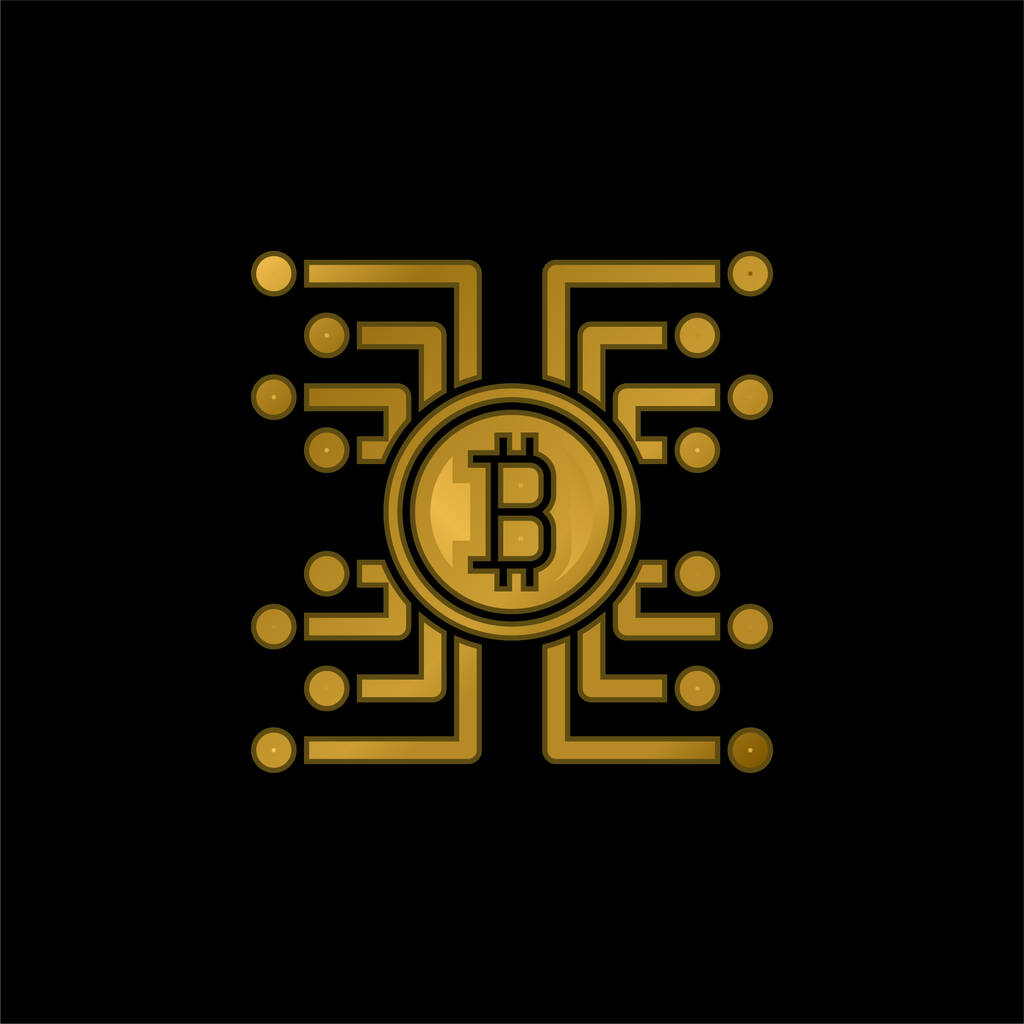 Bitcoin gold plated metalic icon or logo vector