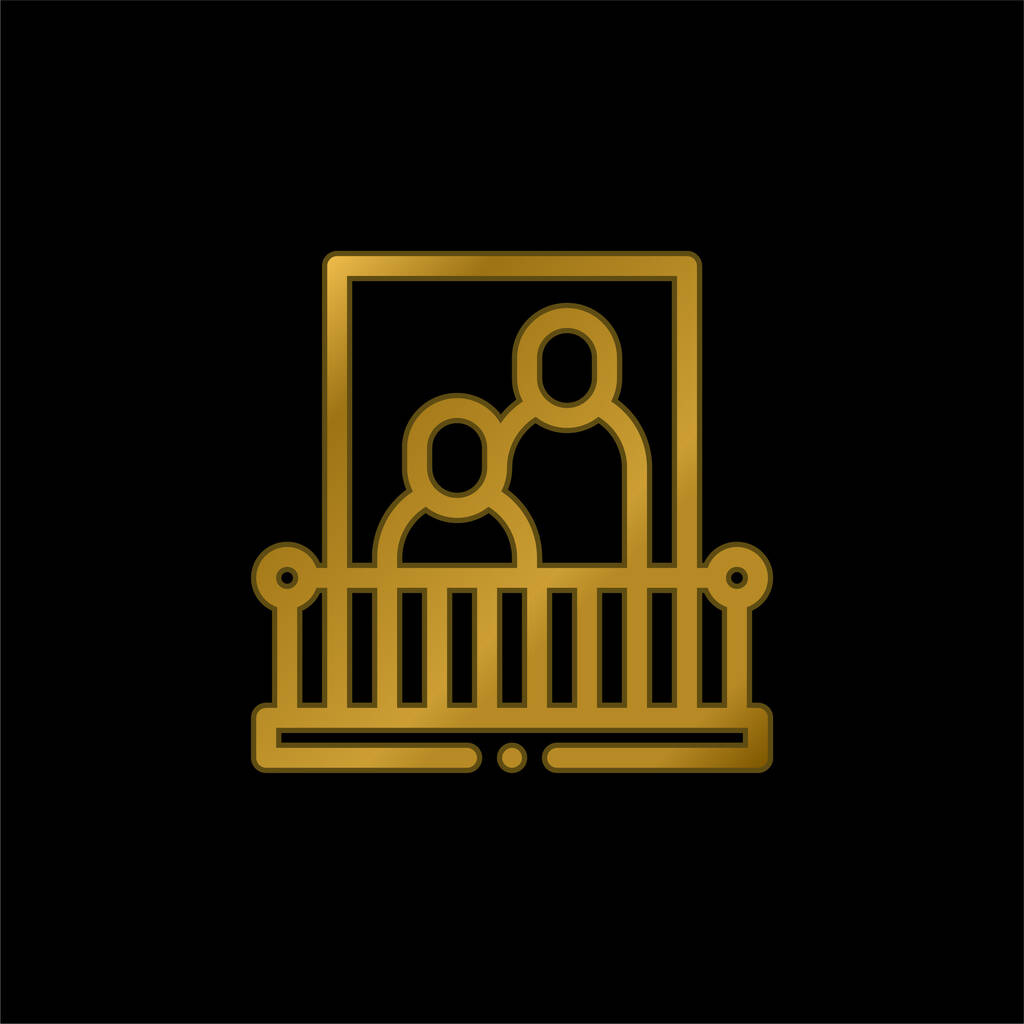 Balcony gold plated metalic icon or logo vector