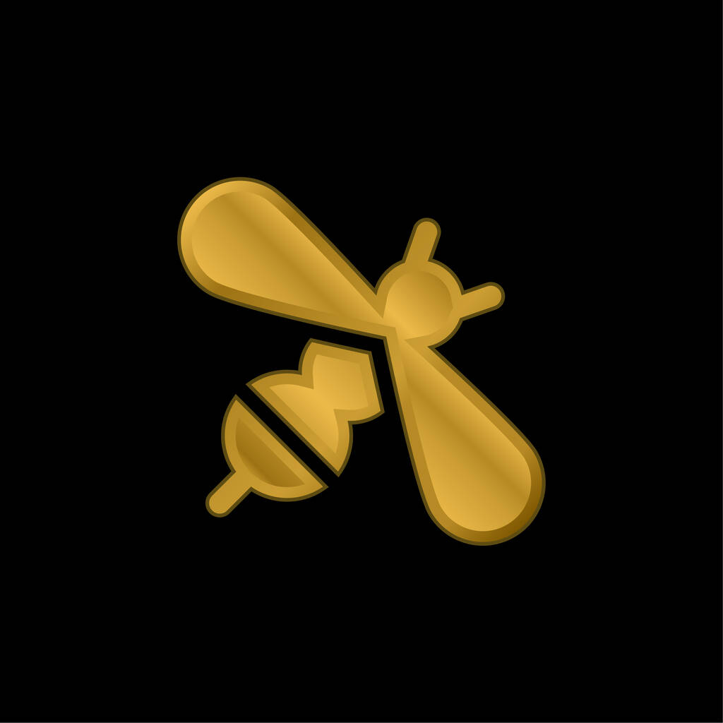 Bee gold plated metalic icon or logo vector