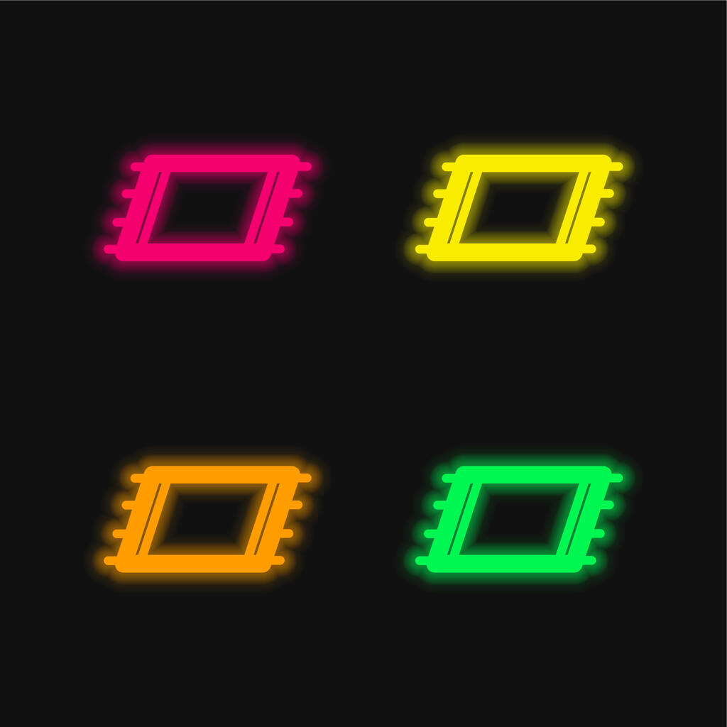 Beach Towel four color glowing neon vector icon