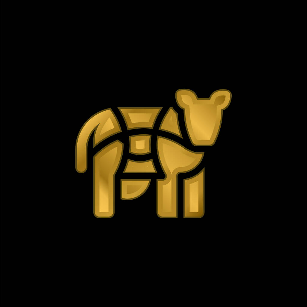 Beef gold plated metalic icon or logo vector