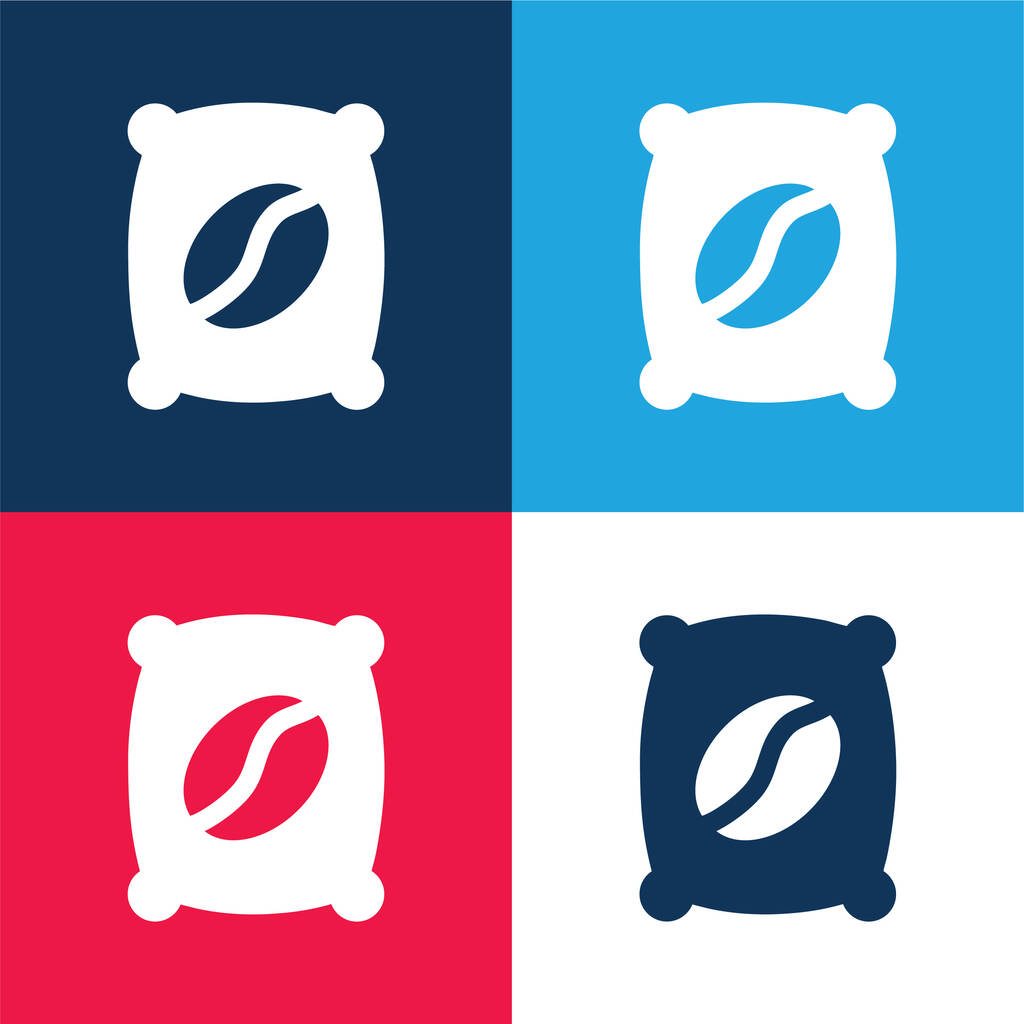Bag blue and red four color minimal icon set