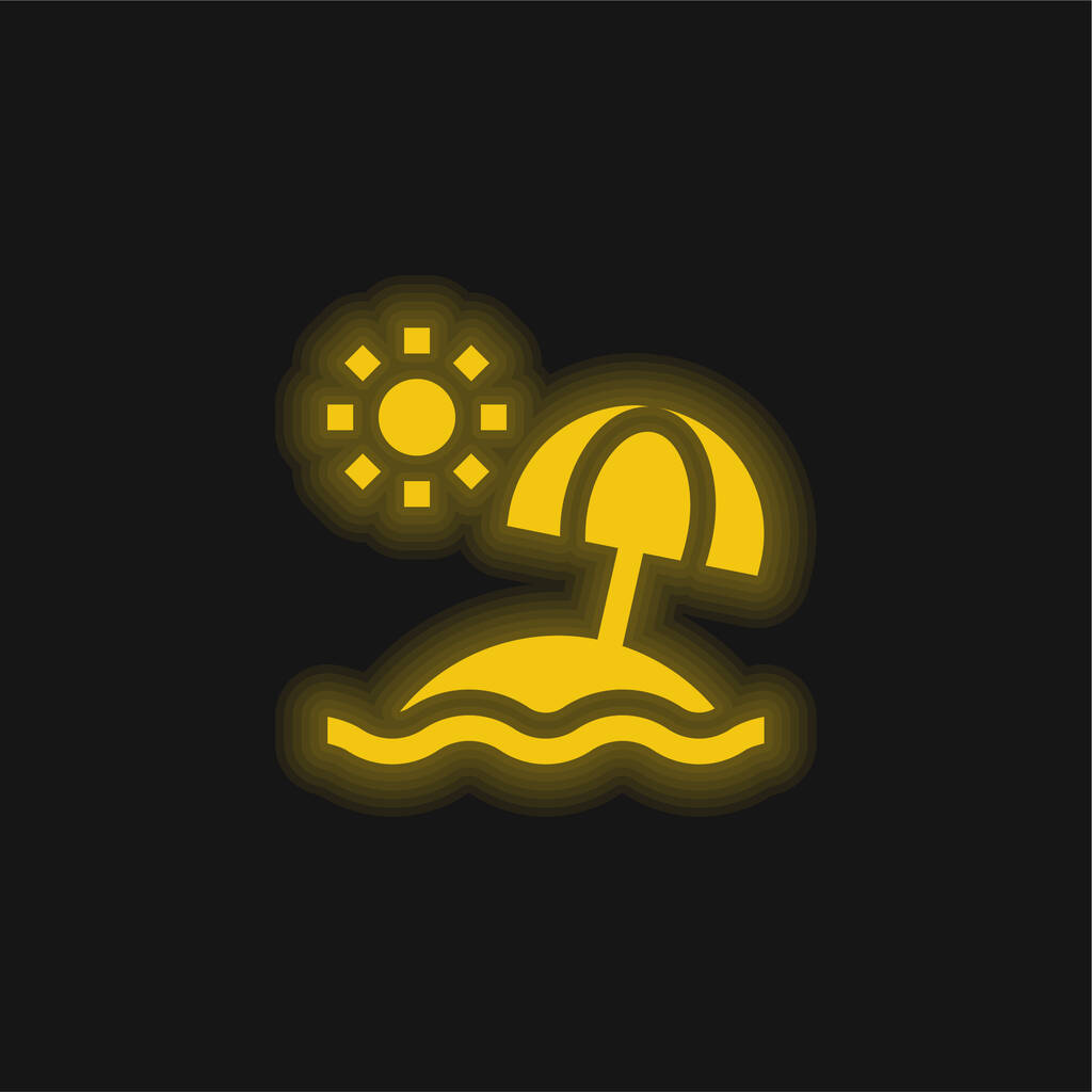 Beach yellow glowing neon icon