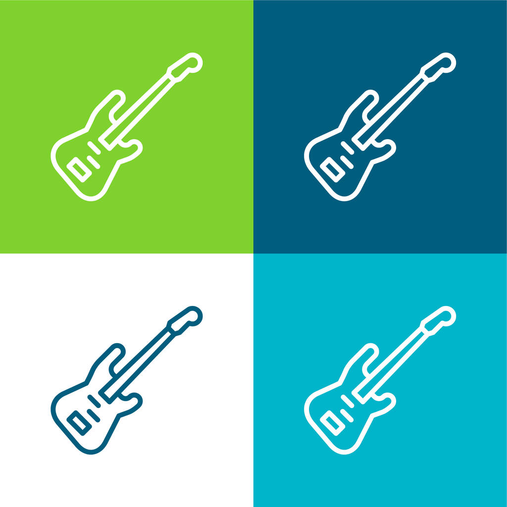 Bass Flat four color minimal icon set