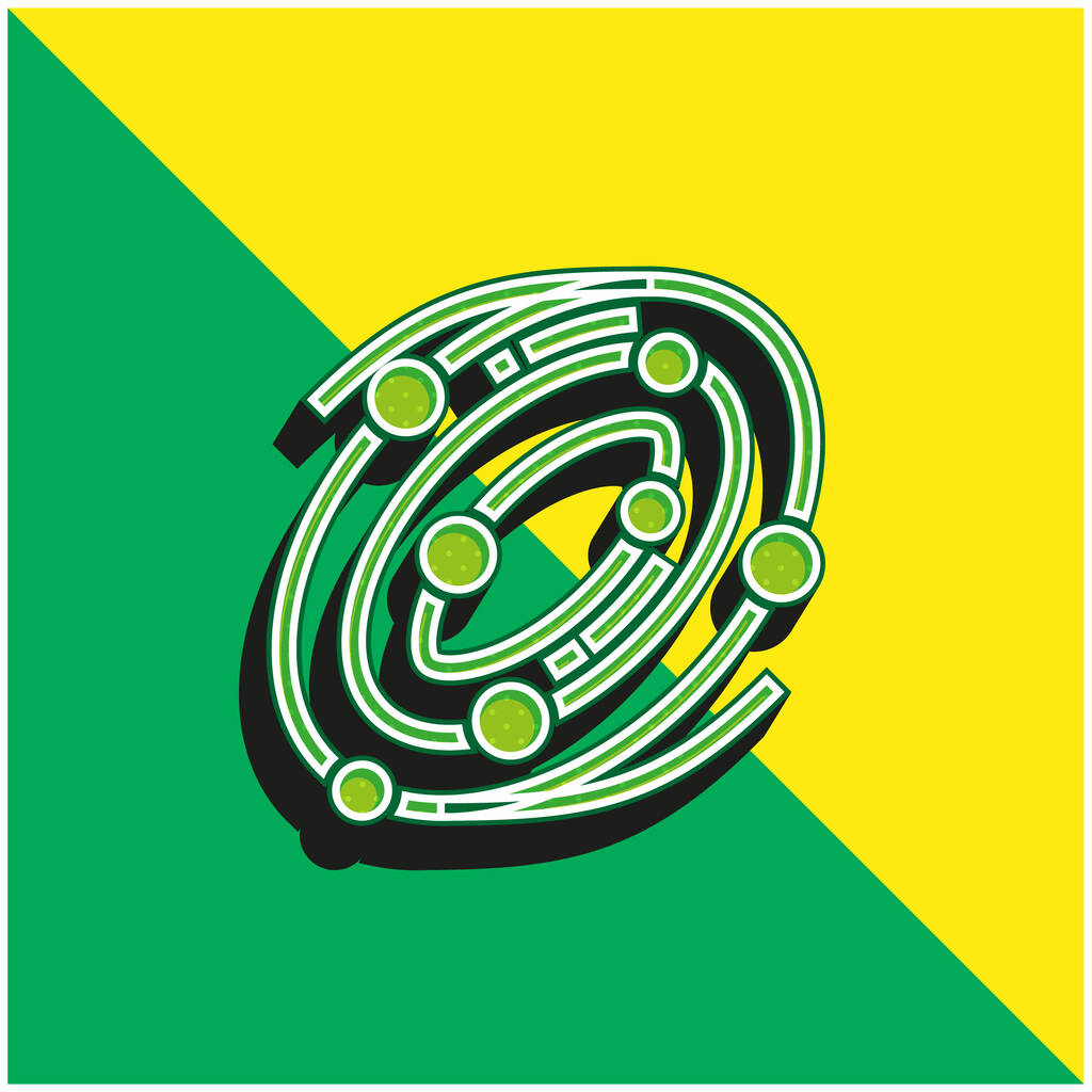 Astronomy Green and yellow modern 3d vector icon logo