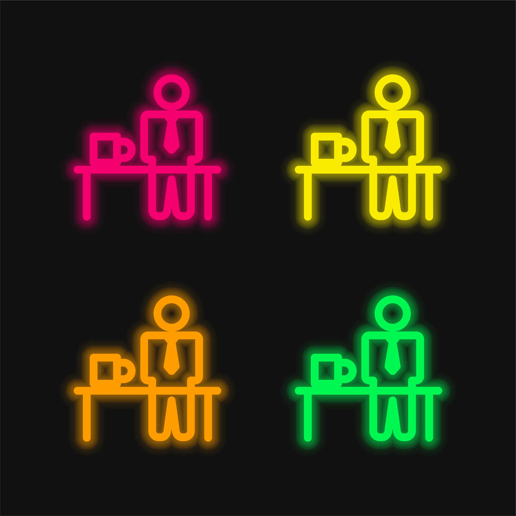 Break Time four color glowing neon vector icon