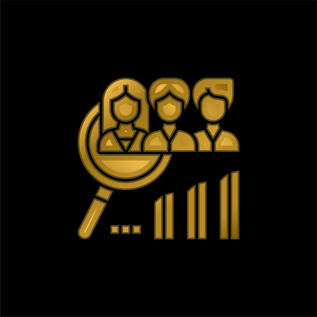 Analysis gold plated metalic icon or logo vector