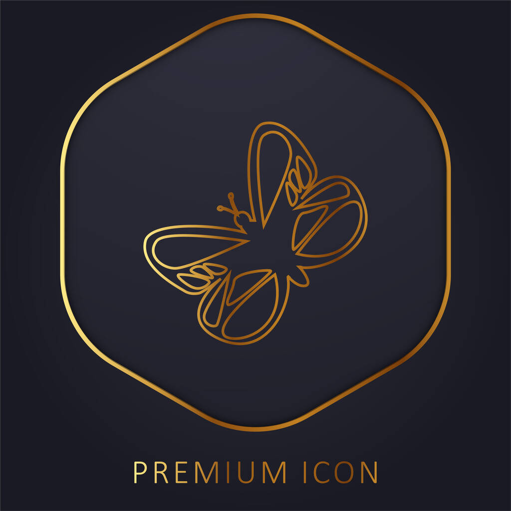Beautiful Butterfly golden line premium logo or icon