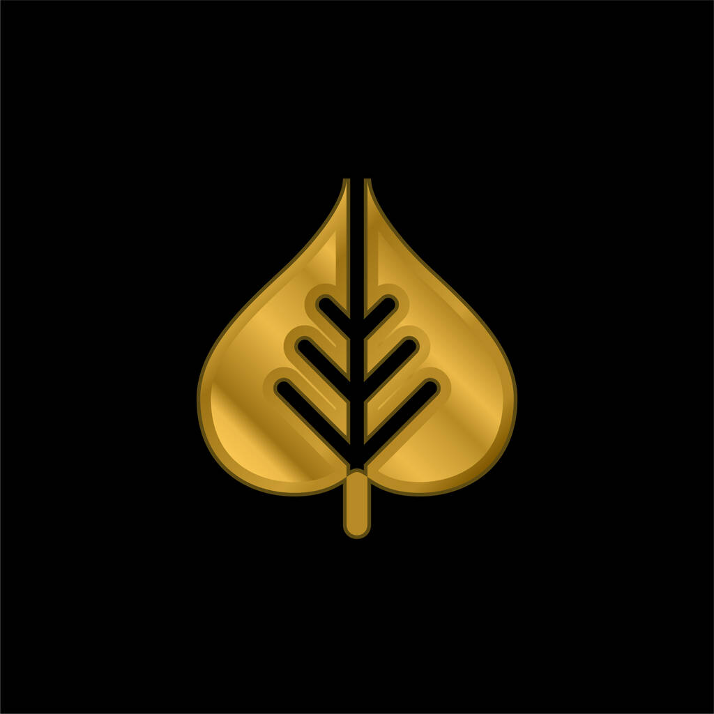 Bodhi Leaf gold plated metalic icon or logo vector