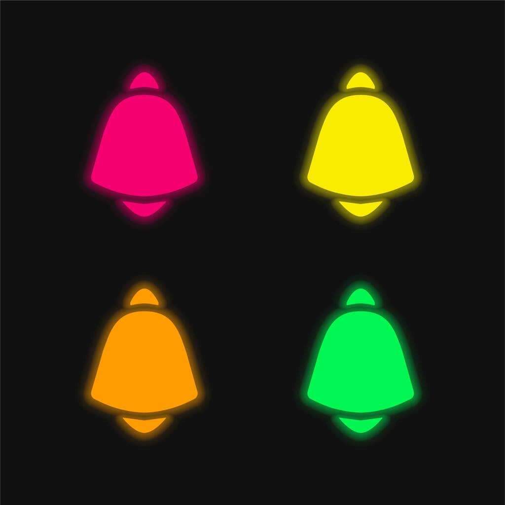 Alarm Bell four color glowing neon vector icon
