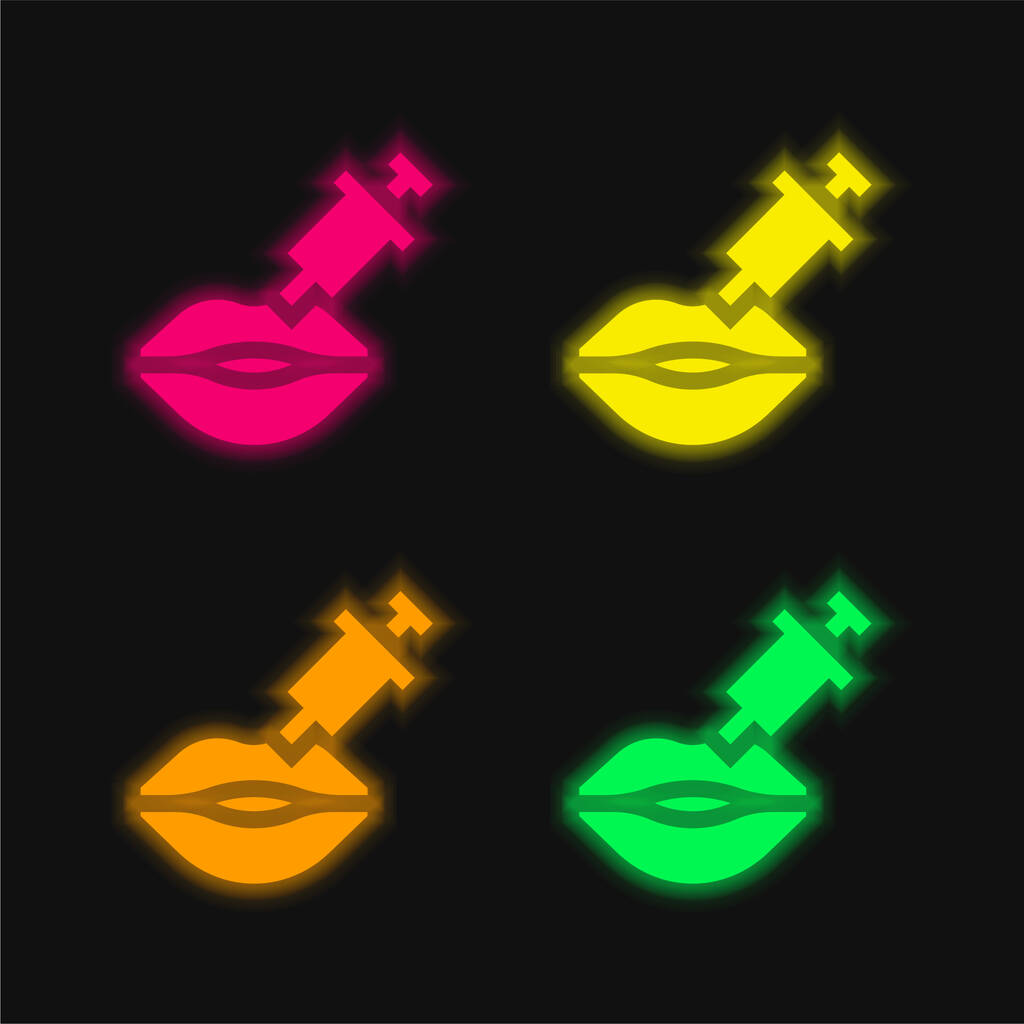 Botox four color glowing neon vector icon
