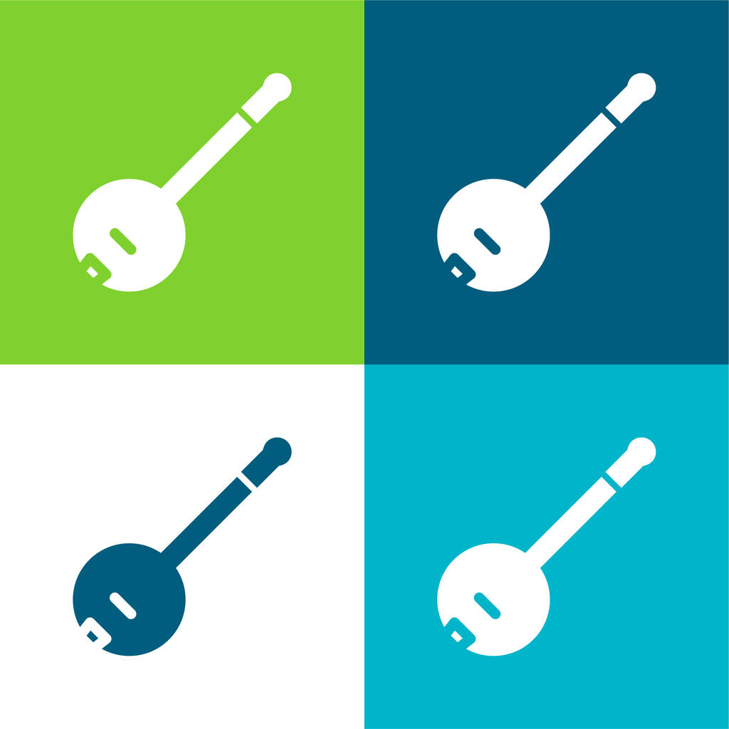 Banjo Flat four color minimal icon set
