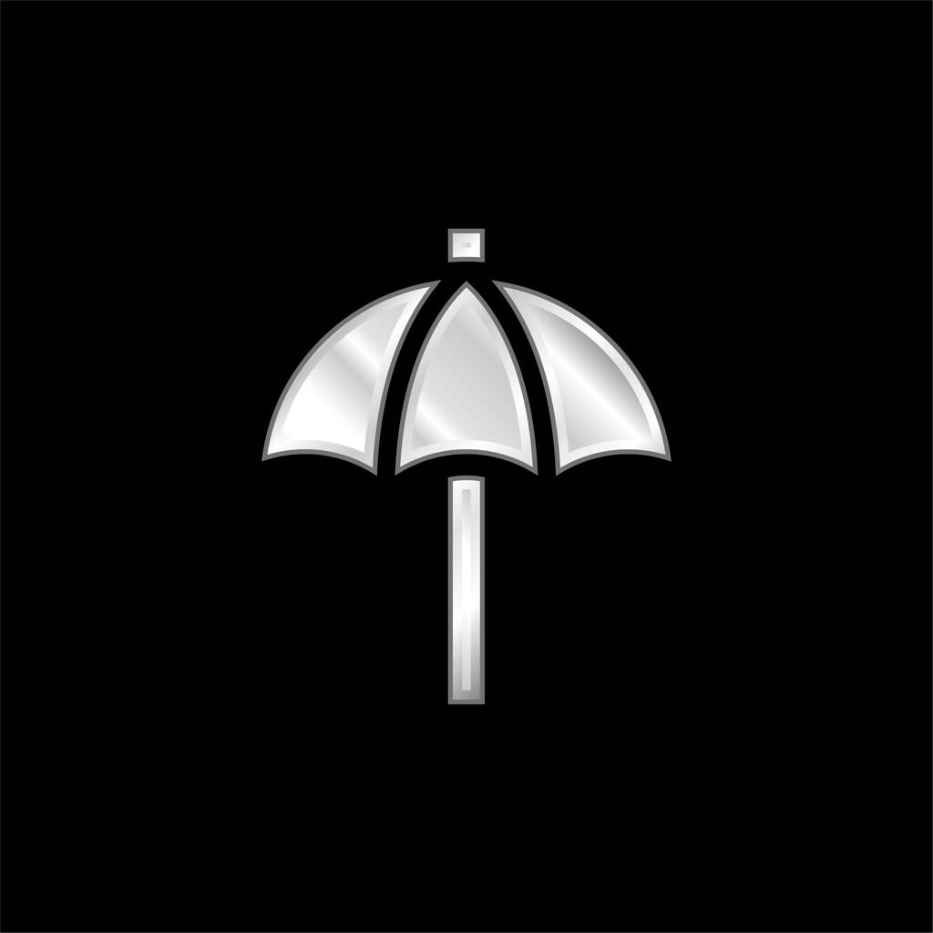 Beach Umbrella silver plated metallic icon