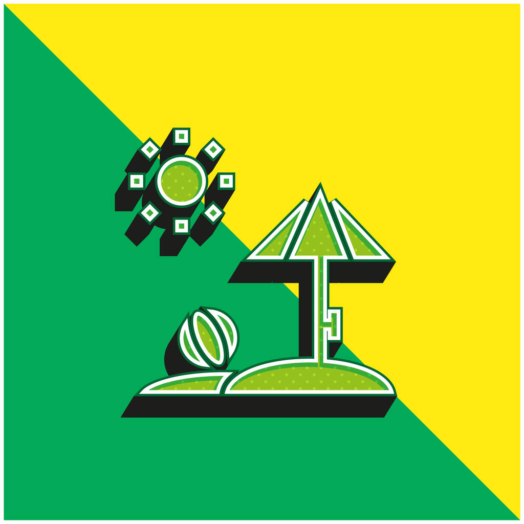 Beach Green and yellow modern 3d vector icon logo