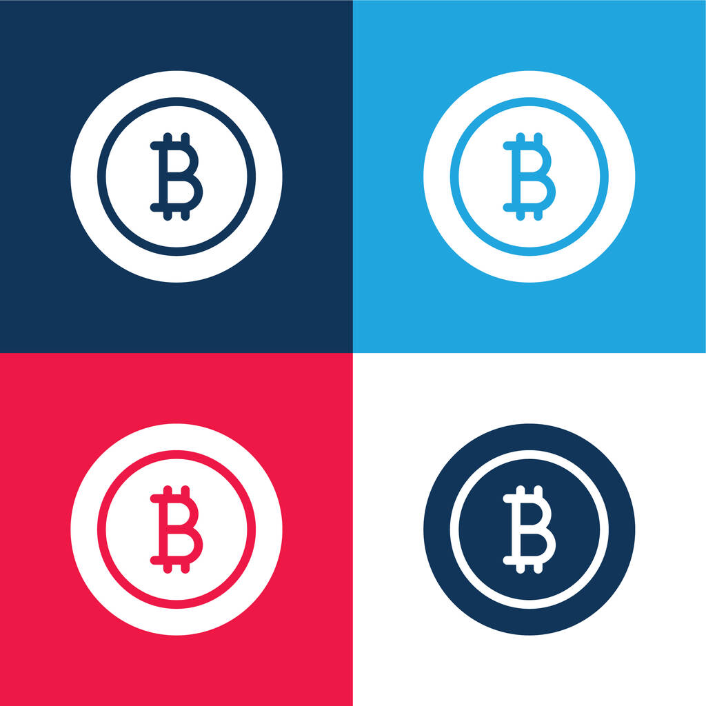 Bitcoin blue and red four color minimal icon set