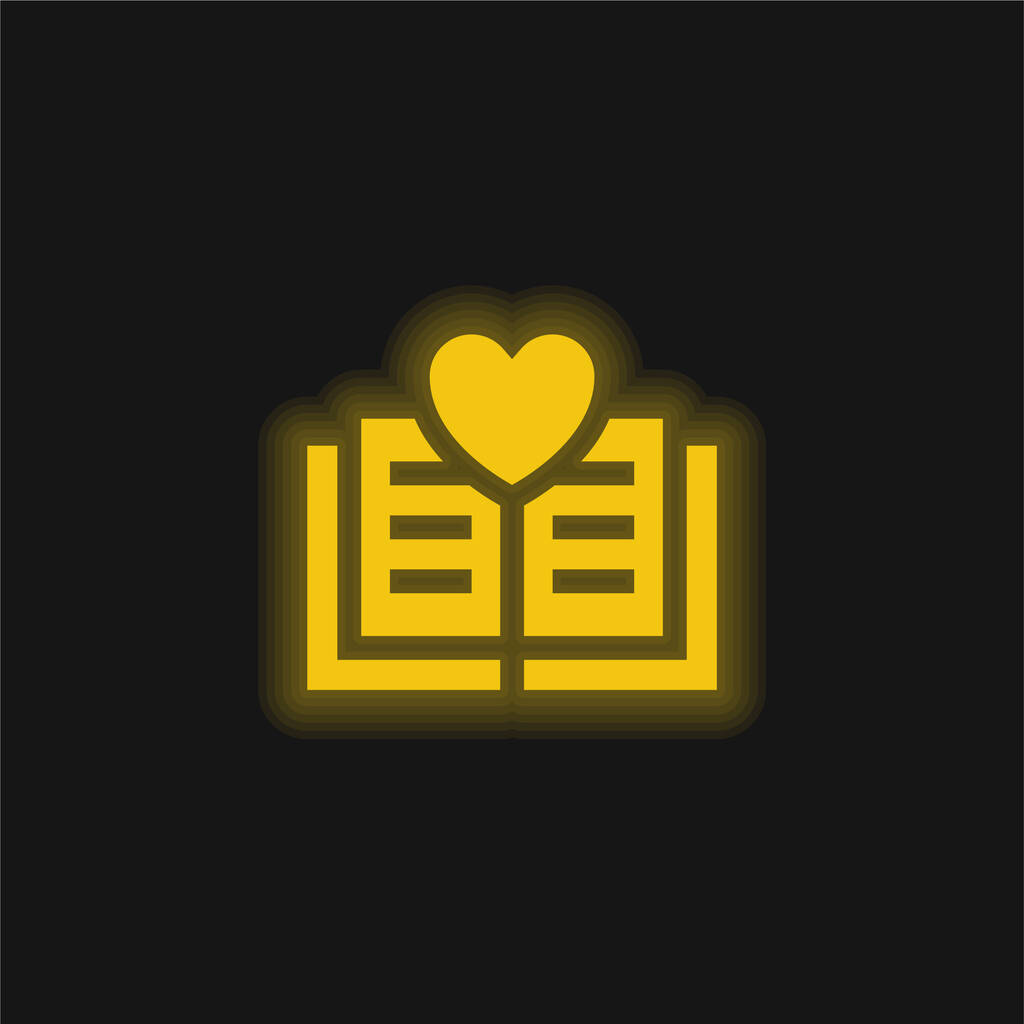 Book yellow glowing neon icon