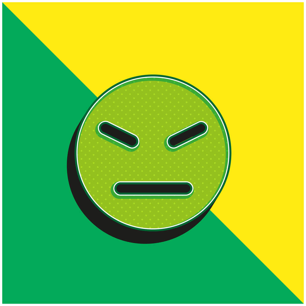 怒っている顔グリーンと黄色のモダンな3dベクトルアイコンのロゴロイヤリティフリーのベクターグラフィック画像