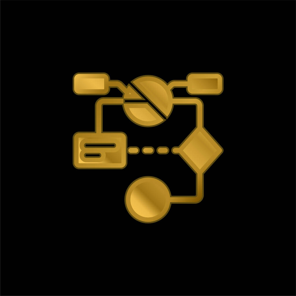 Algorithm gold plated metalic icon or logo vector