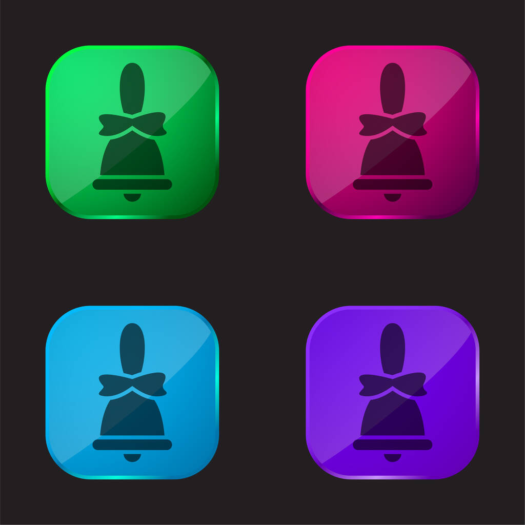 Bell four color glass button icon