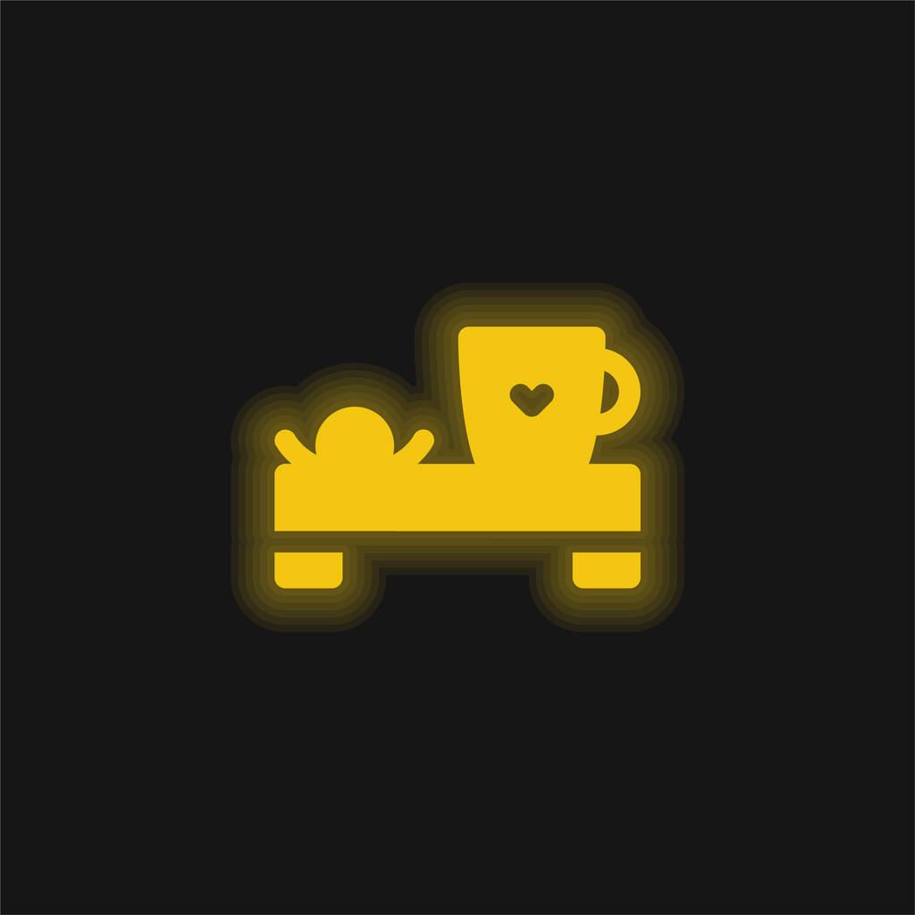 Bed And Breakfast yellow glowing neon icon