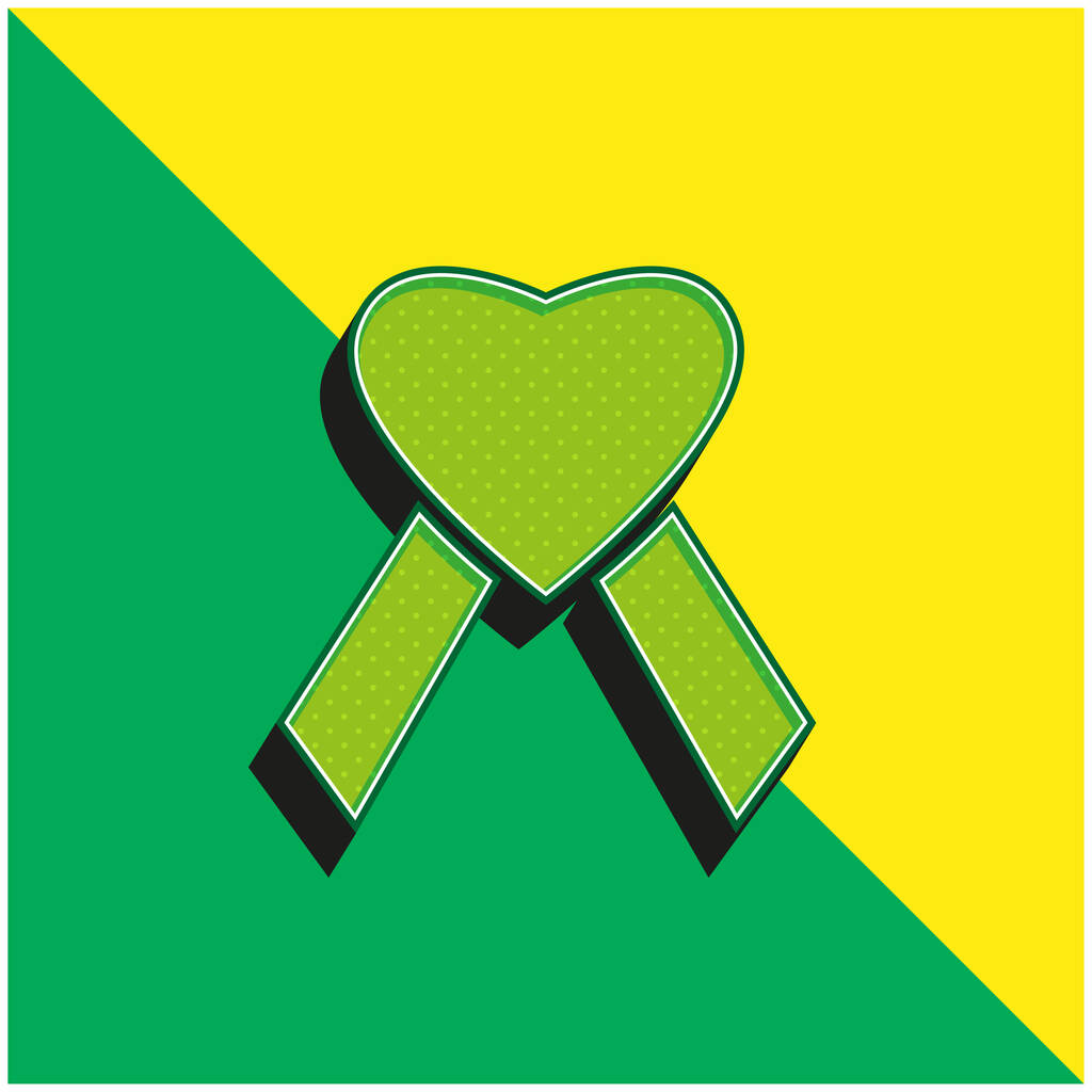 AIDS Heart Green and yellow modern 3d vector icon logo