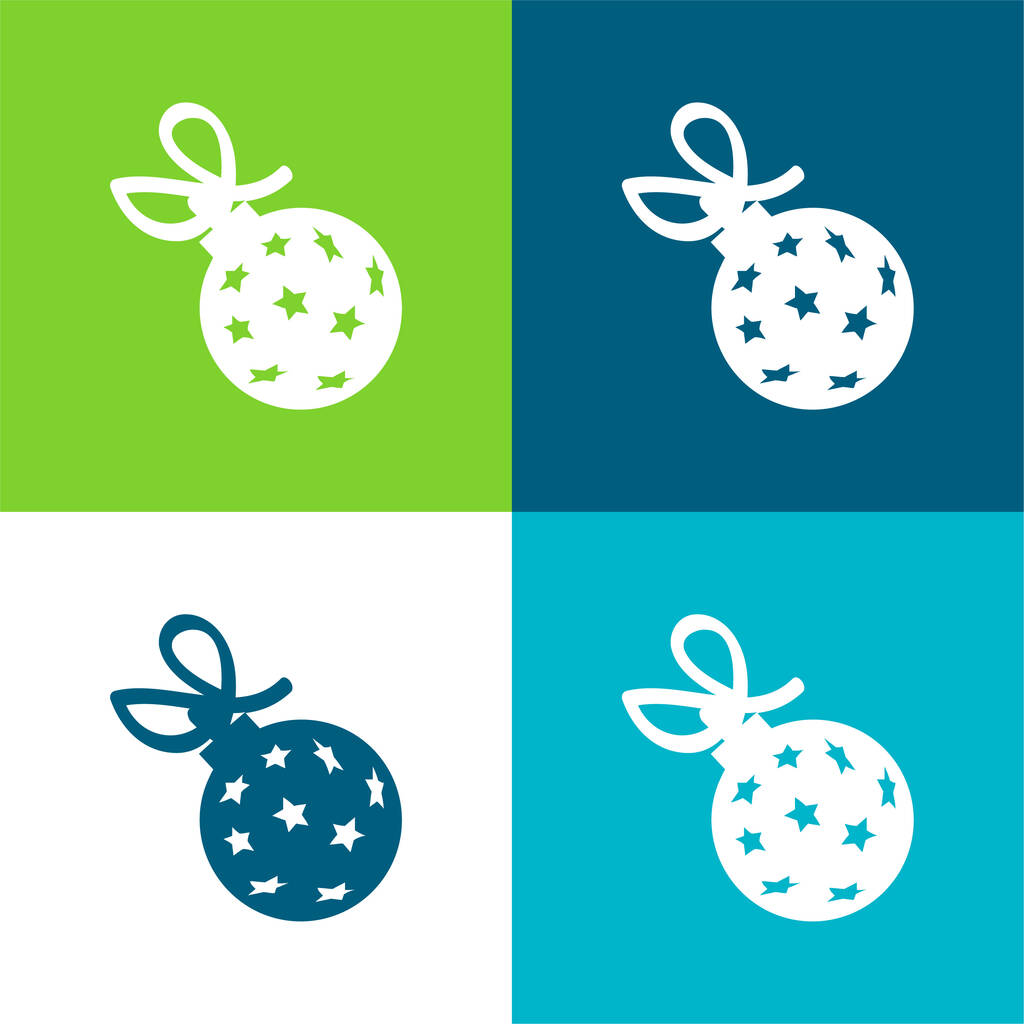 Ball With Stars And Ribbon Flat four color minimal icon set