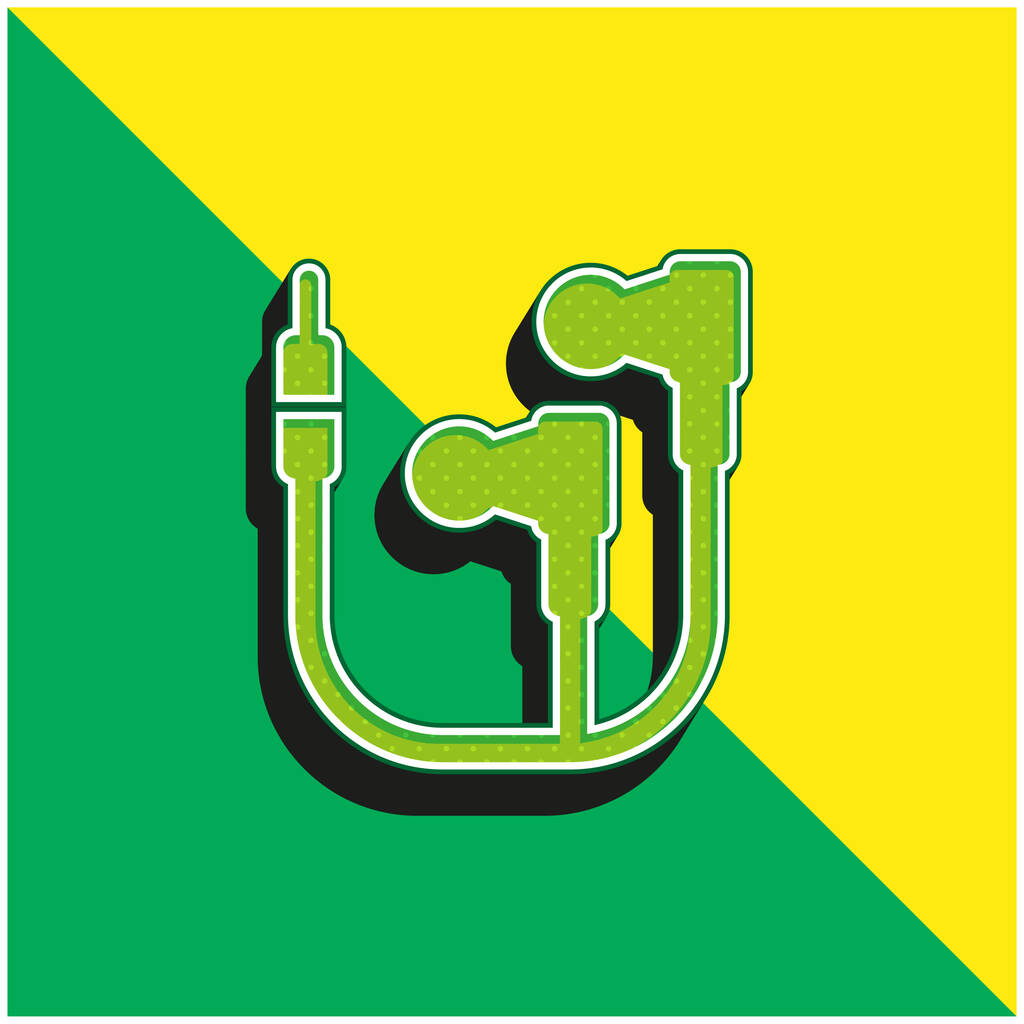 Big Earphones Green and yellow modern 3d vector icon logo