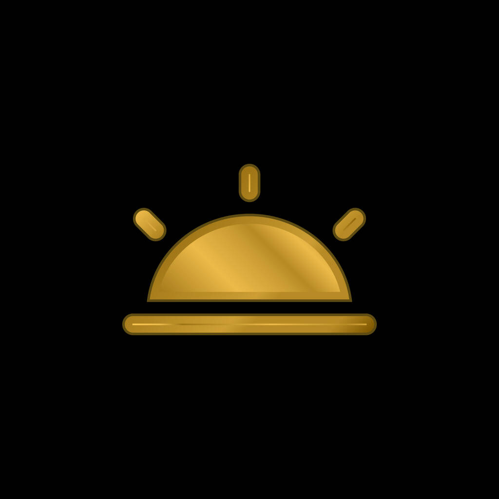 Black Half Sun gold plated metalic icon or logo vector