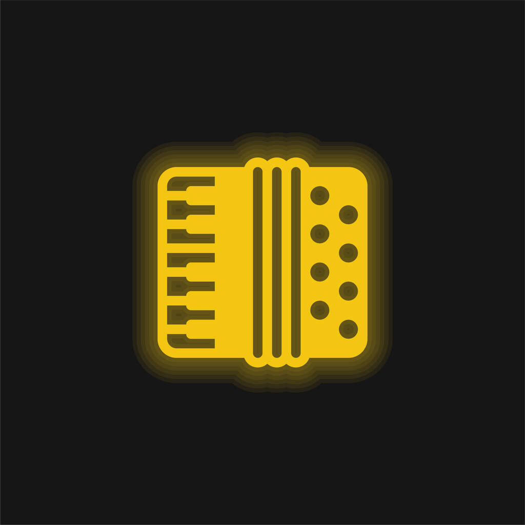 Accordion yellow glowing neon icon