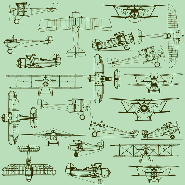 Найди на рисунке старинные самолеты и отметь их