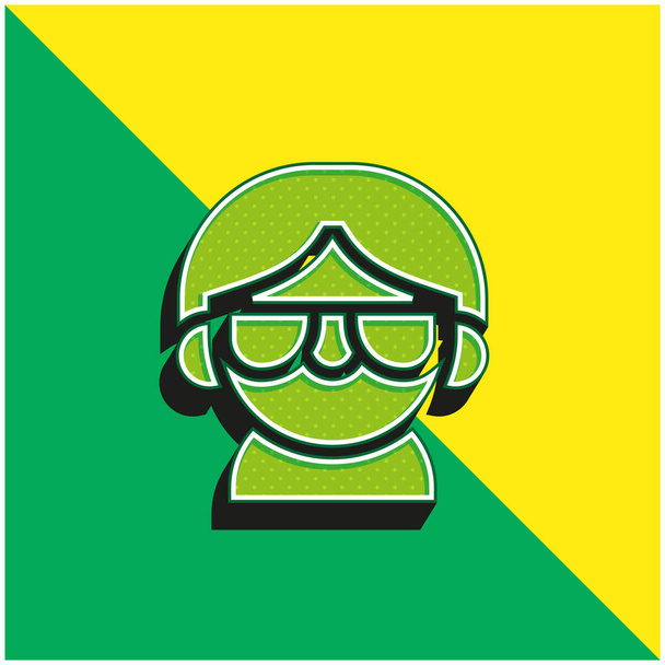 男の子緑と黄色の現代的な3dベクトルアイコンのロゴ ロイヤリティフリーのベクターグラフィック画像