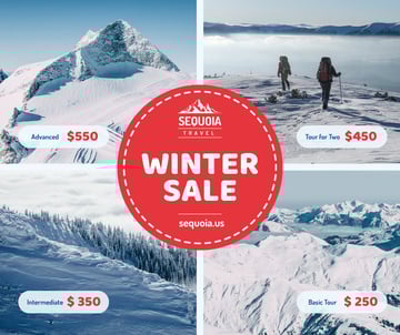 Winter Tour Offer Hikers in Snowy Mountains | Facebook Post Template