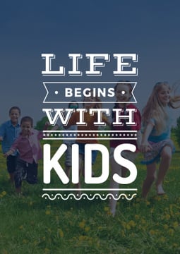 Motivational Quote with Kids on Green Meadow | Poster Template
