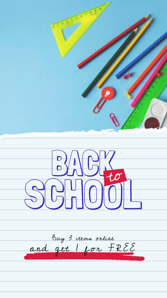 Back to School Sale Stationery in Backpack | Vertical Video Template — Створити дизайн Back to School Sale Stationery in Backpack | Vertical Video Template — Створити дизайн