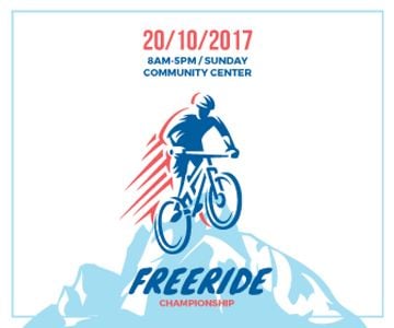 Freeride Championship Announcement Cyclist in Mountains