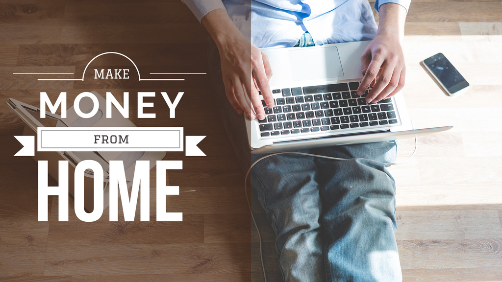Make Money From Home Banner With Man Typing On Laptop Oformlenie - make money from home banner with man typing on laptop sozdat dizajn