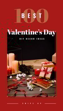 Valentines gifts with candles and flowers