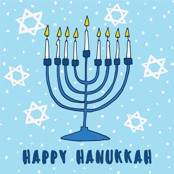 Happy Hanukkah Greeting with Stars of David pattern