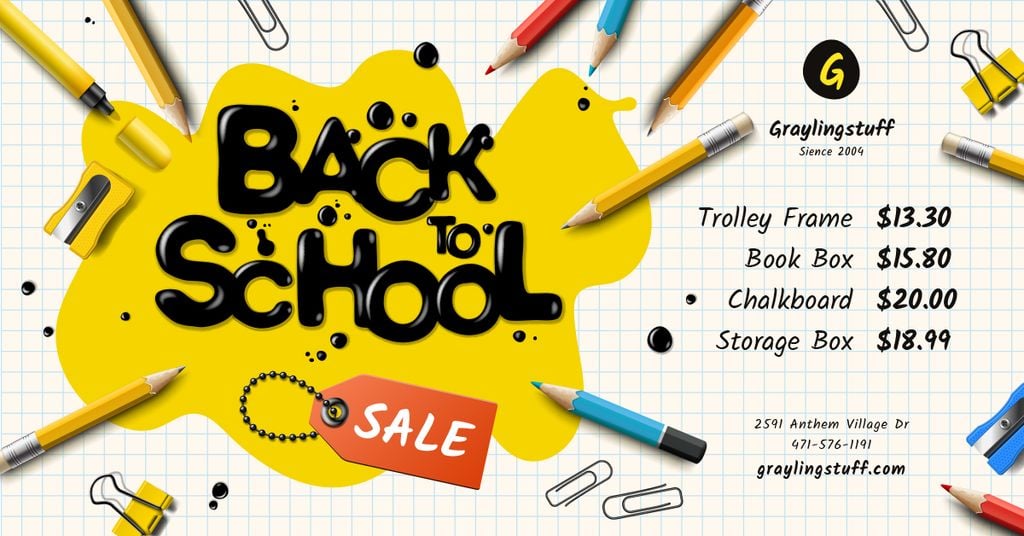Back to School Sale Stationery and Inscription in Blot — Maak een ontwerp Back to School Sale Stationery and Inscription in Blot — Maak een ontwerp