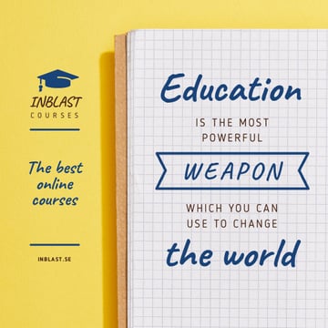 Educational Course Ad with Notebook in Yellow