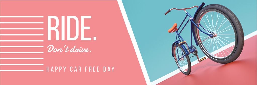 happy car free day poster with bicycle — Crear un diseño happy car free day poster with bicycle — Crear un diseño