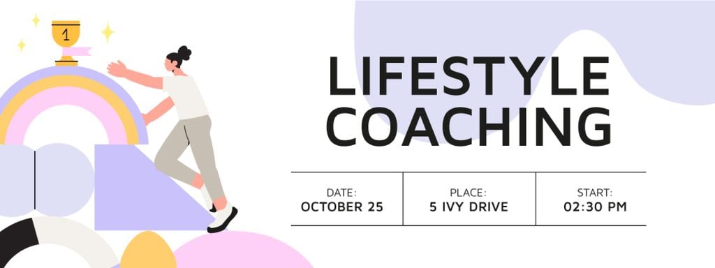 Lifestyle Coaching Event with Woman reaching Cup - Vytvořte návrh Lifestyle Coaching Event with Woman reaching Cup - Vytvořte návrh