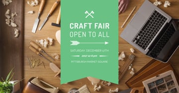 Craft fair Ad with Laptop and tools