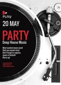Party Invitation with Vinyl Record Playing