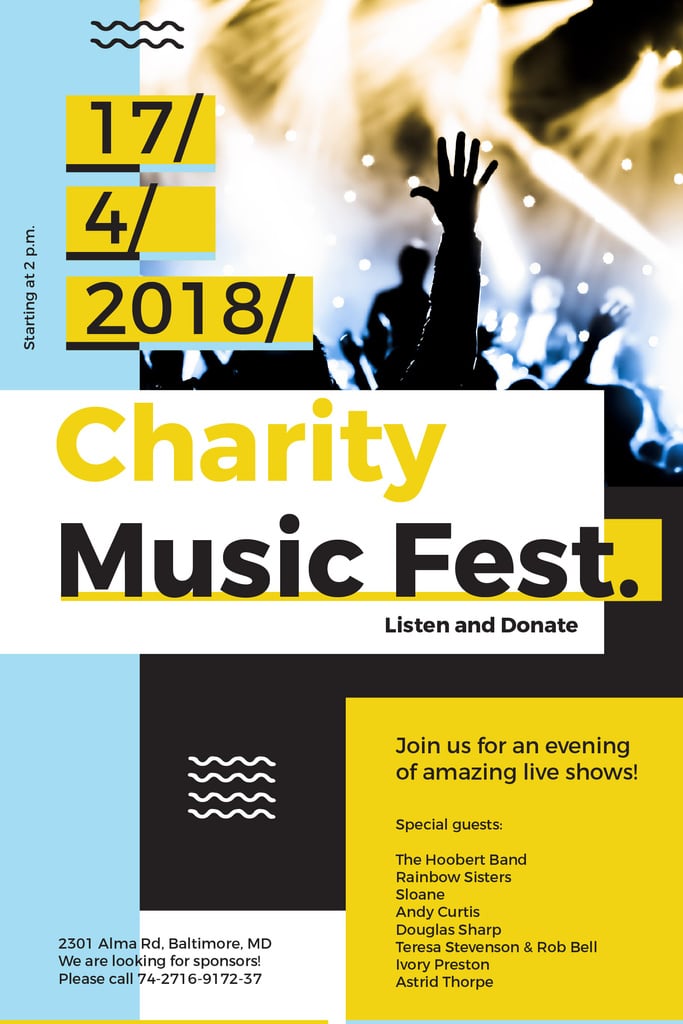 Music Fest Invitation with Crowd at Concert — Maak een ontwerp Music Fest Invitation with Crowd at Concert — Maak een ontwerp