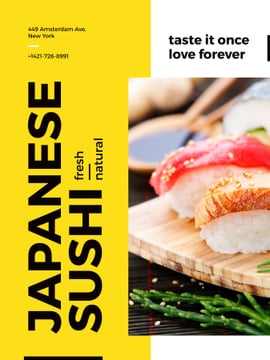 Japanese sushi advertisement poster