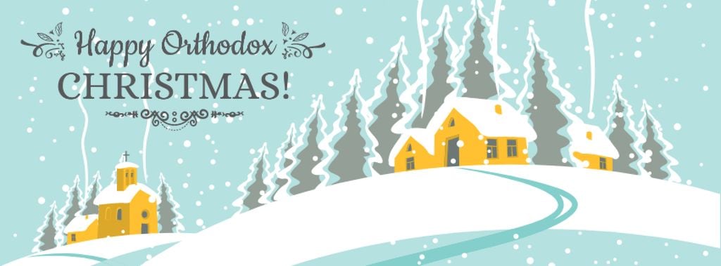 Orthodox Christmas Greeting with snow town — ein Design erstellen Orthodox Christmas Greeting with snow town — ein Design erstellen