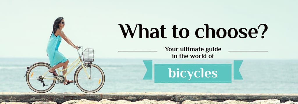 Bicycles Guide Woman Cycling on the Bank | Tumblr Banner Template — Crea un design Bicycles Guide Woman Cycling on the Bank | Tumblr Banner Template — Crea un design