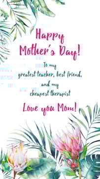 Mother's Day Greeting in Tropical plants frame